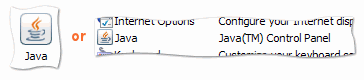 Java Icons in the Control Panel window
